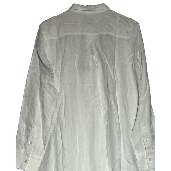 J Crew Tunic Shirt Dress in Linen Medium White Midi Button Up Coastal Breezy - Picture 3 of 9